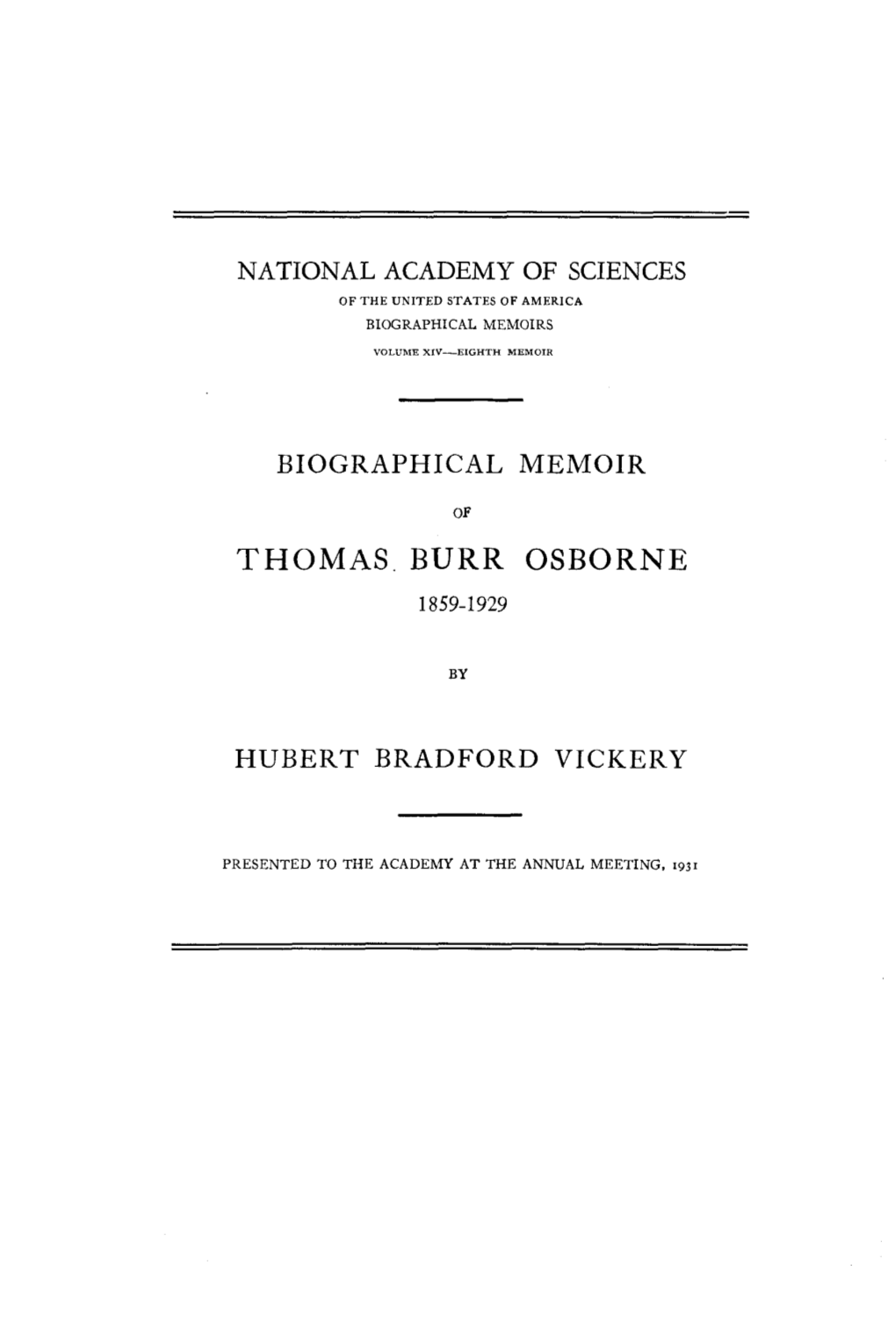 Thomas Burr Osborne 1859-1929