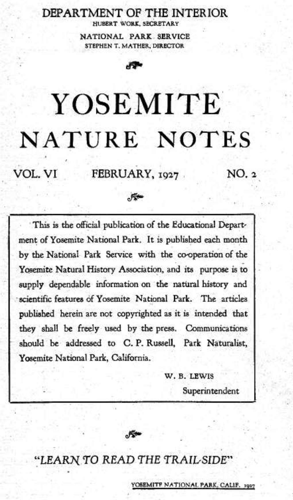 In Yosemite Nature Notes