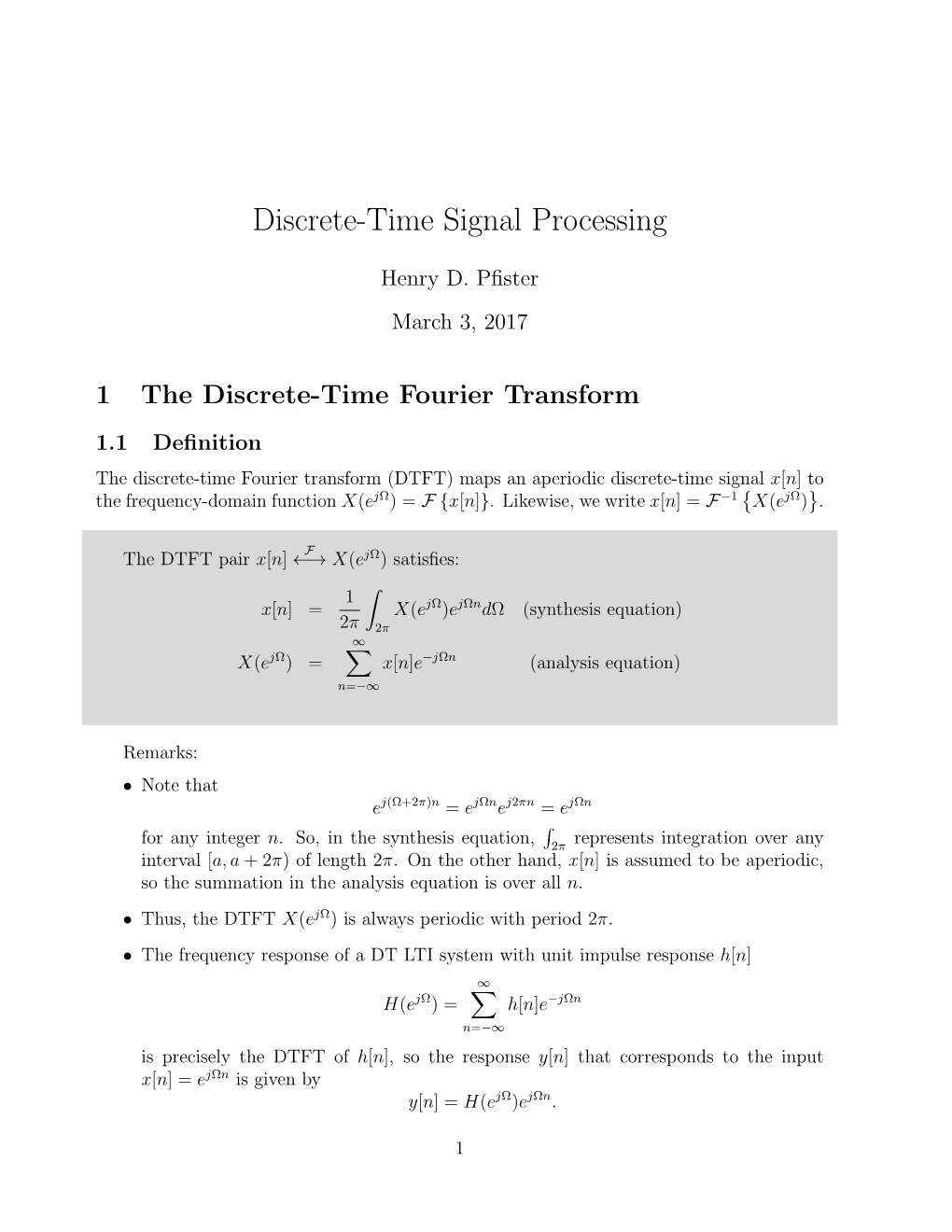 Discrete-Time Signal Processing Notes