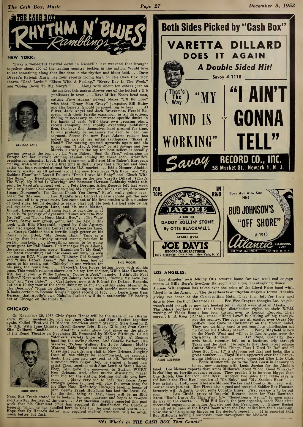 Cash Box, Music Page 27 December 5, 1953