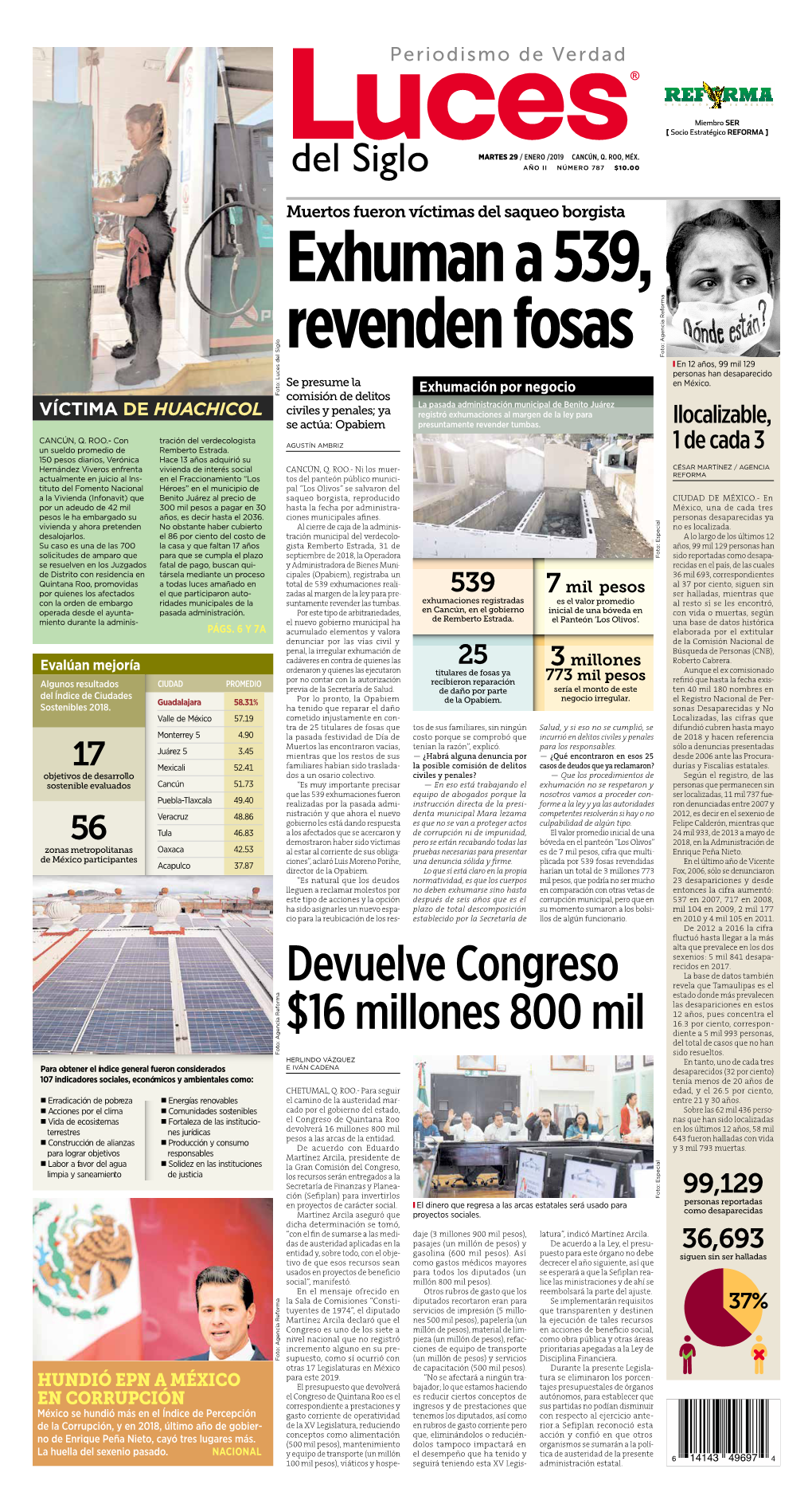 Devuelve Congreso $16 Millones 800