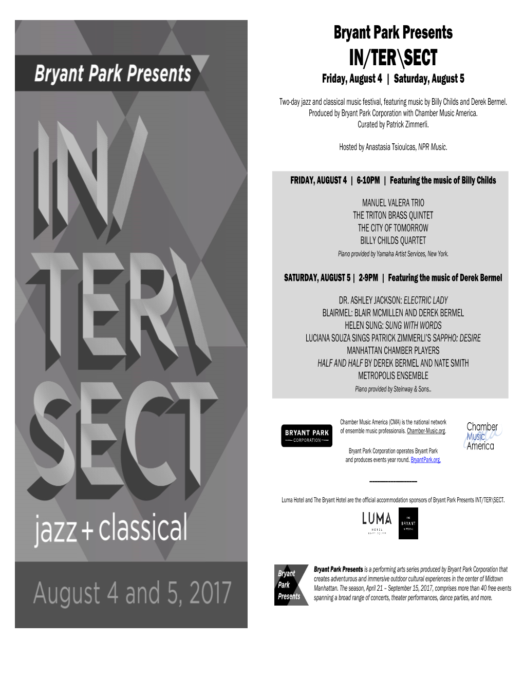 IN/TER\SECT Friday, August 4 | Saturday, August 5