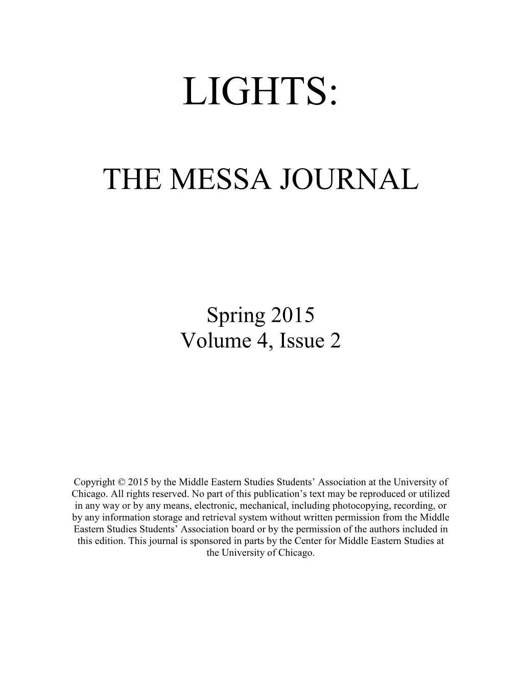 Lights: the MESSA Journal