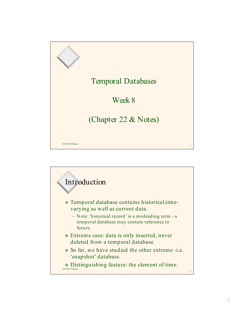 Temporal Databases Week 8