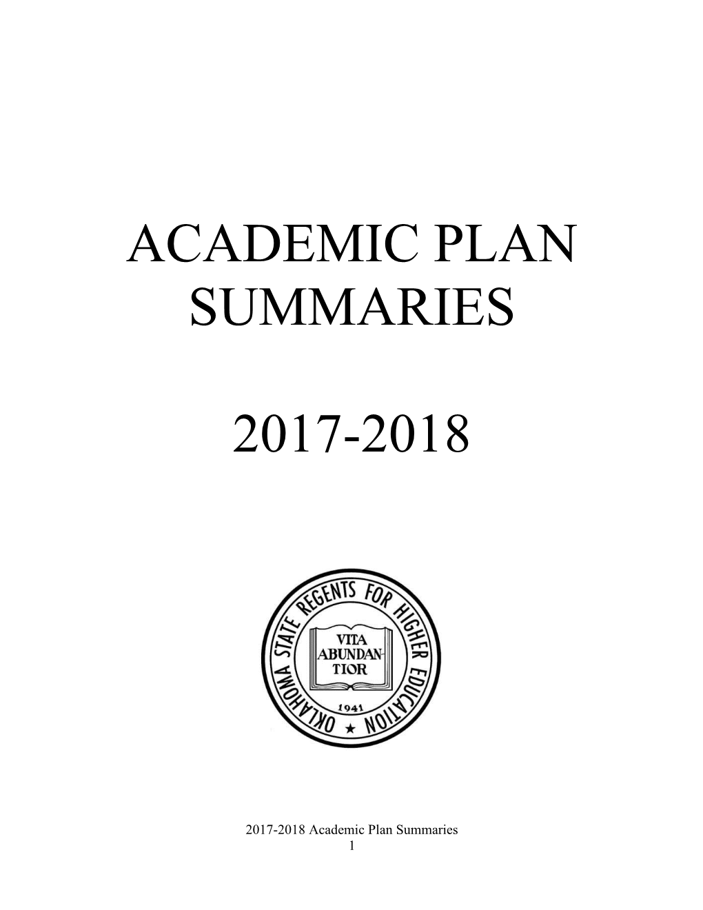 Academic Plan Summaries 2017-2018