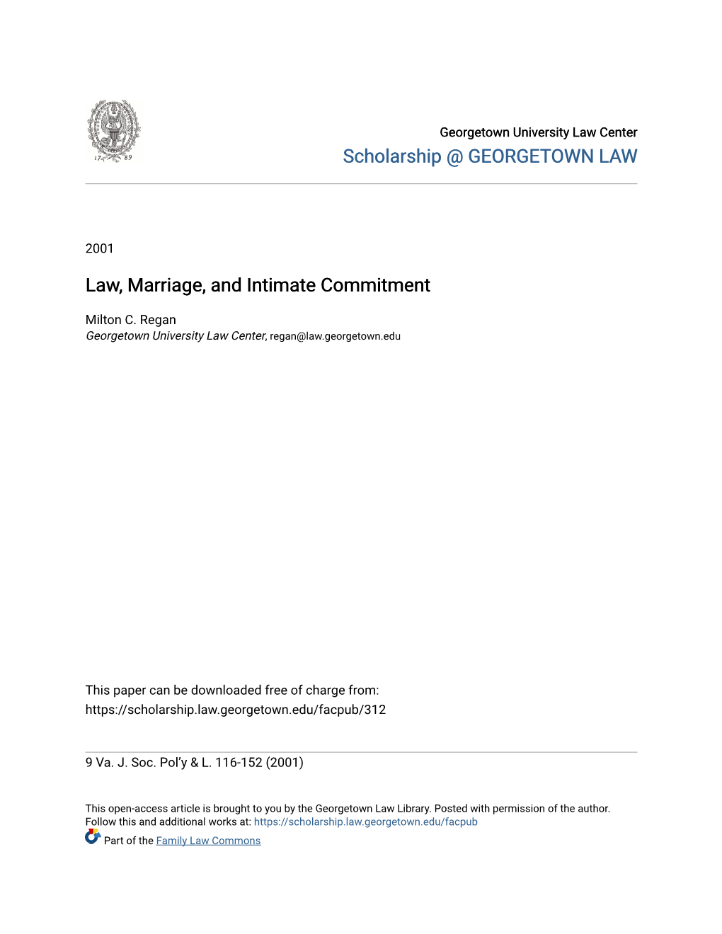 Law, Marriage, and Intimate Commitment