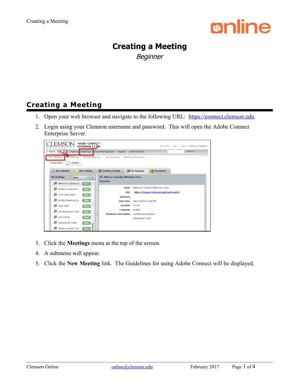 Creating a Meeting