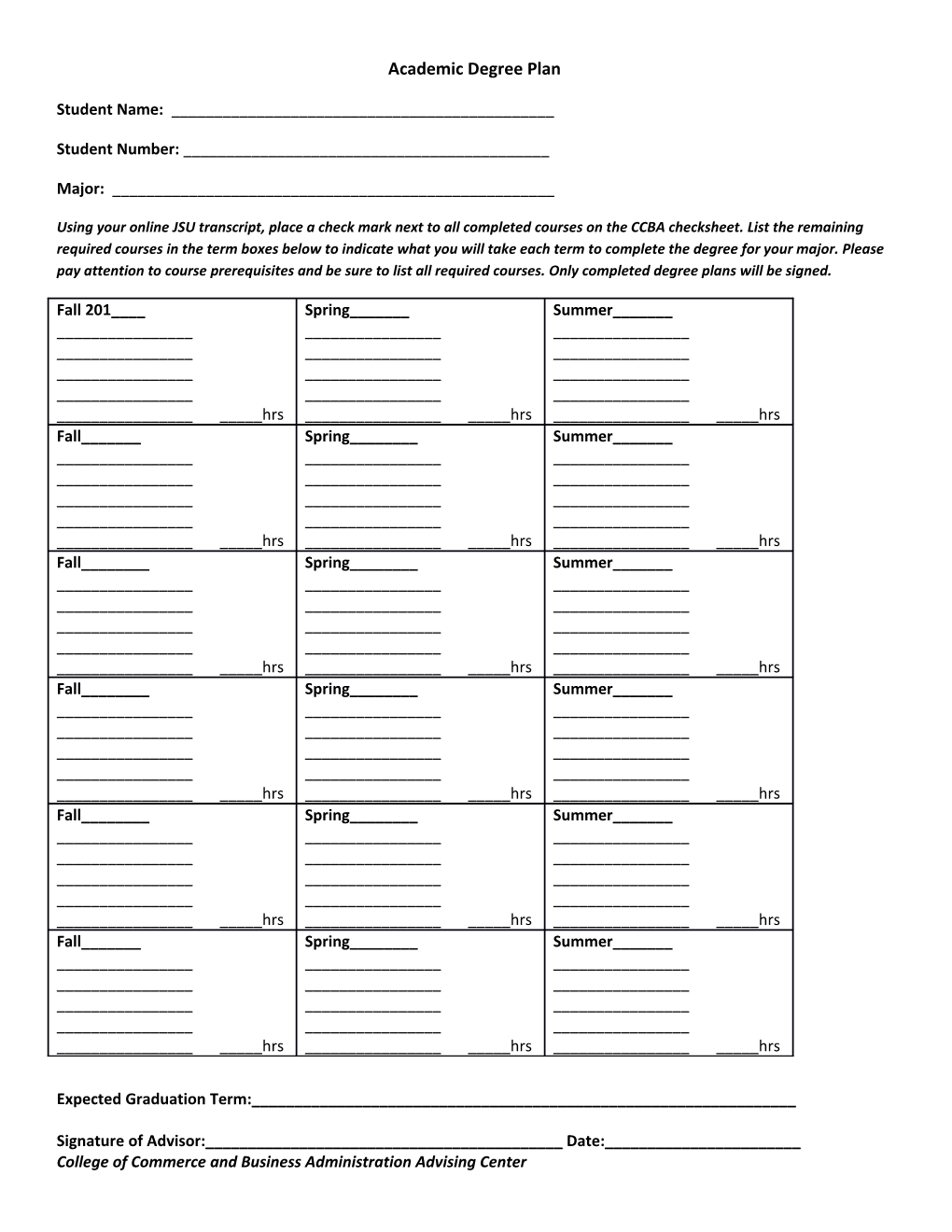 Academic Degree Plan