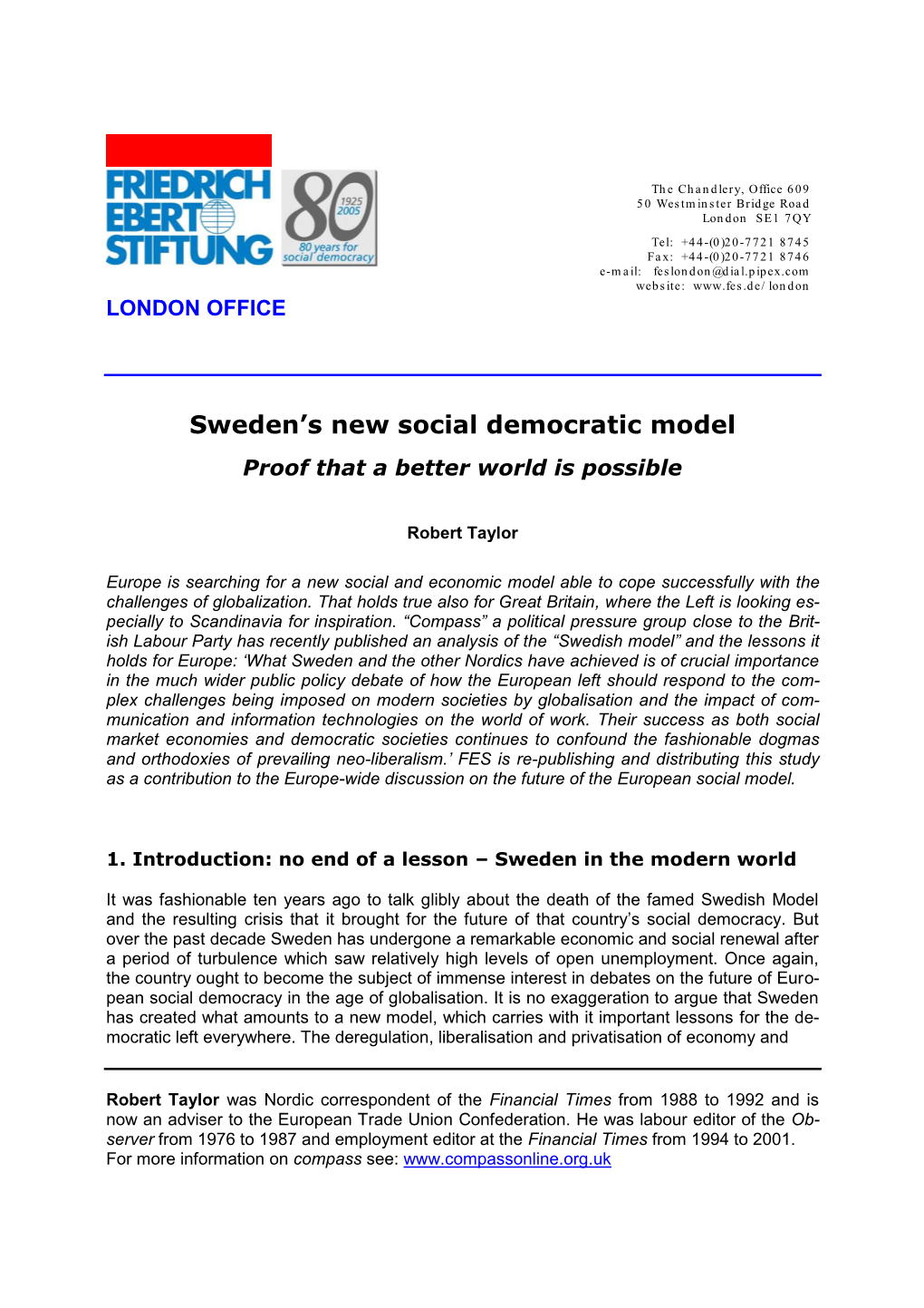 Sweden's New Social Democratic Model