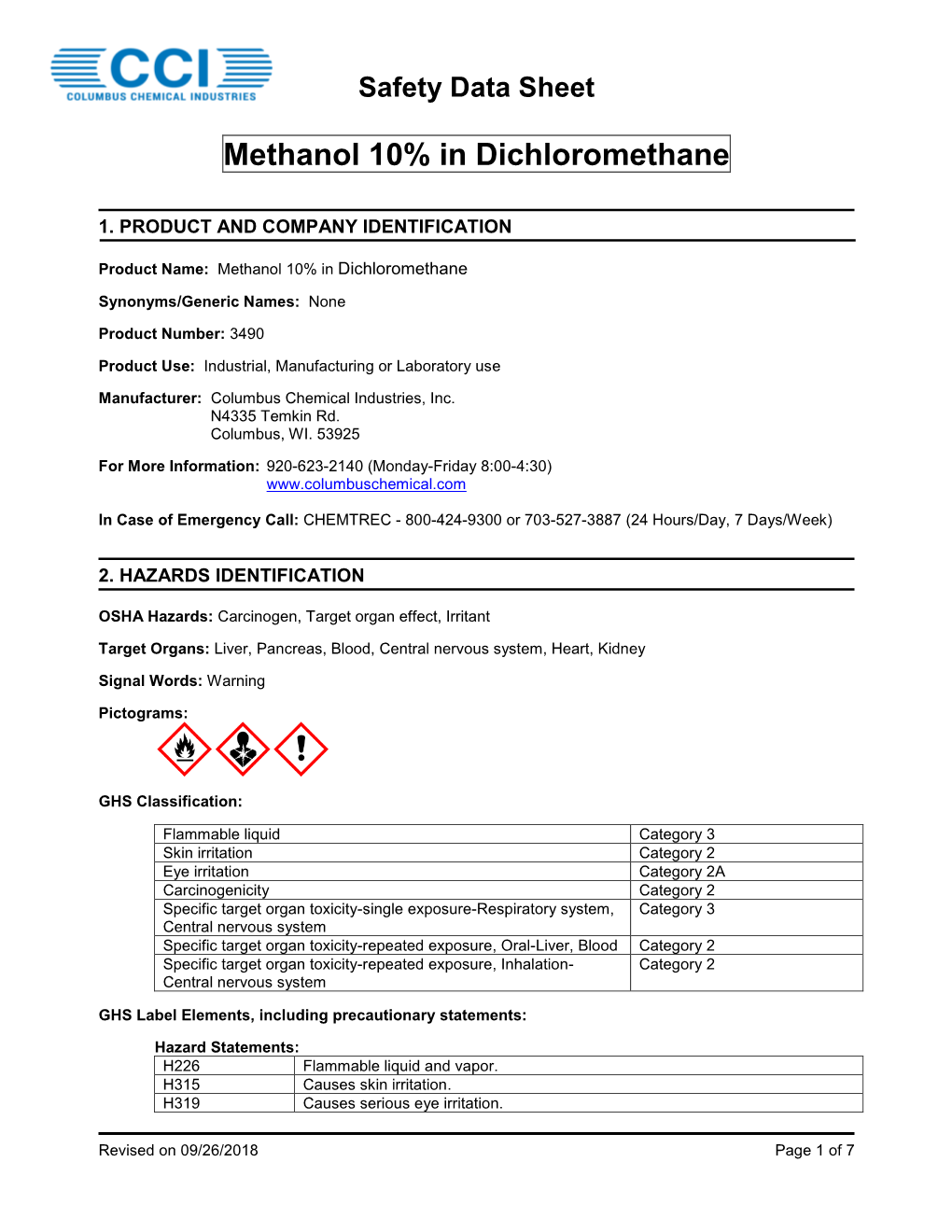 Methanol 10% in Dichloromethane