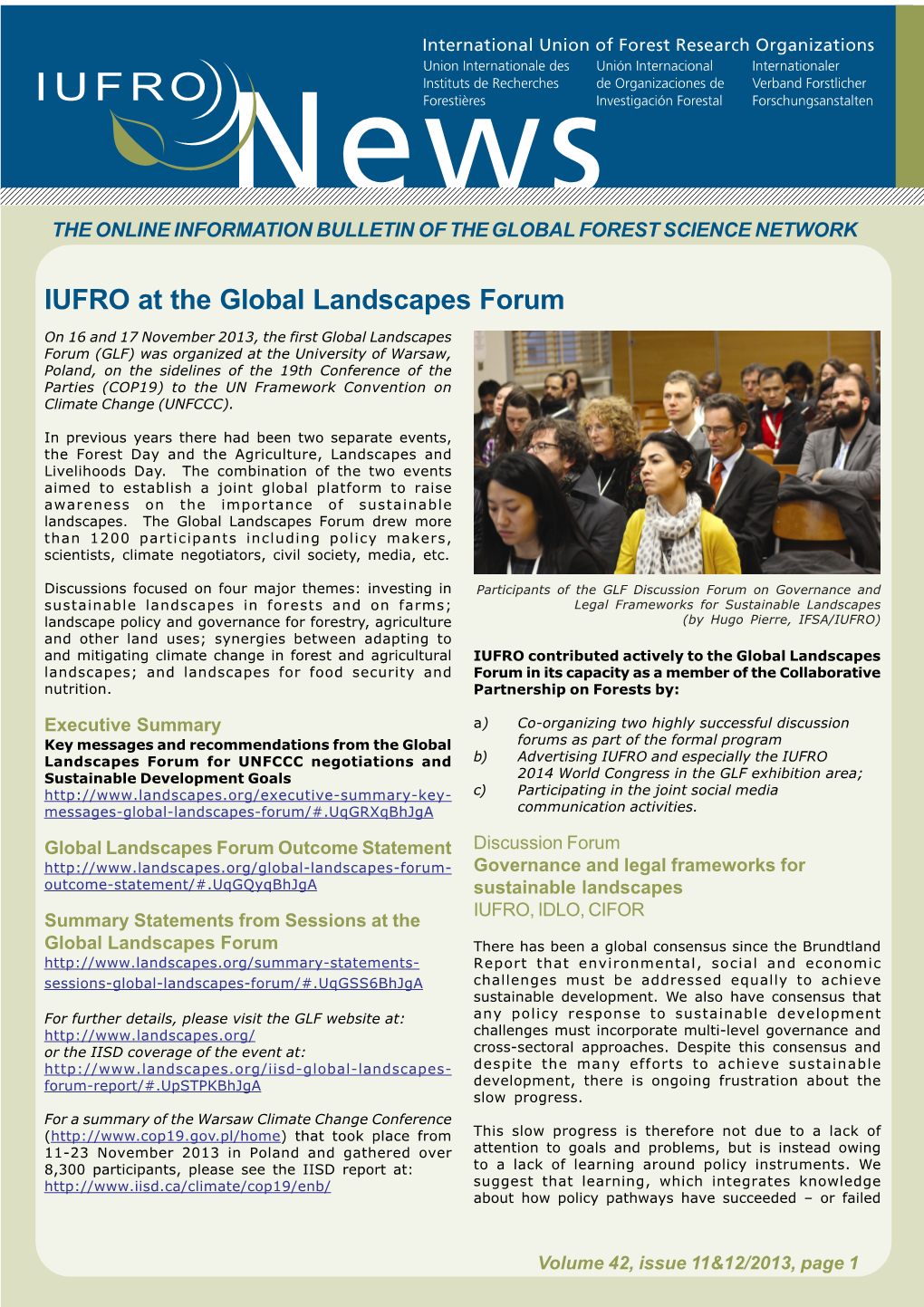IUFRO at the Global Landscapes Forum