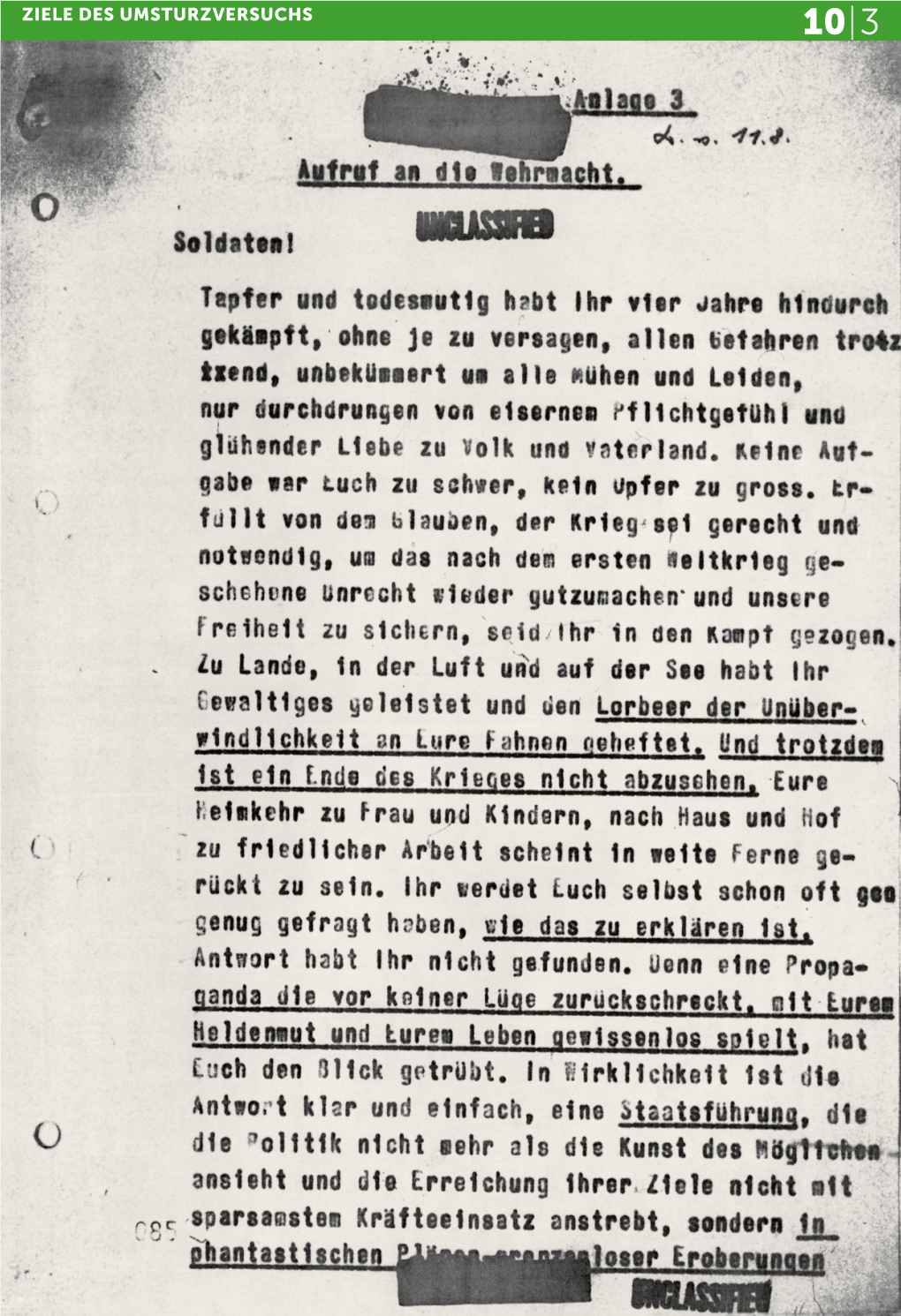 Entwurf Des Für Den 20. Juli 1944 Vorbereiteten Aufrufs an Die Wehrmacht Von Erwin Von Witzleben
