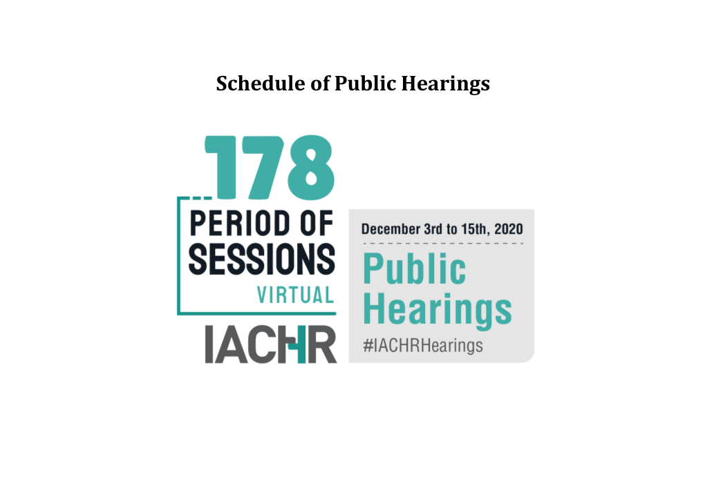 Schedule of Public Hearings