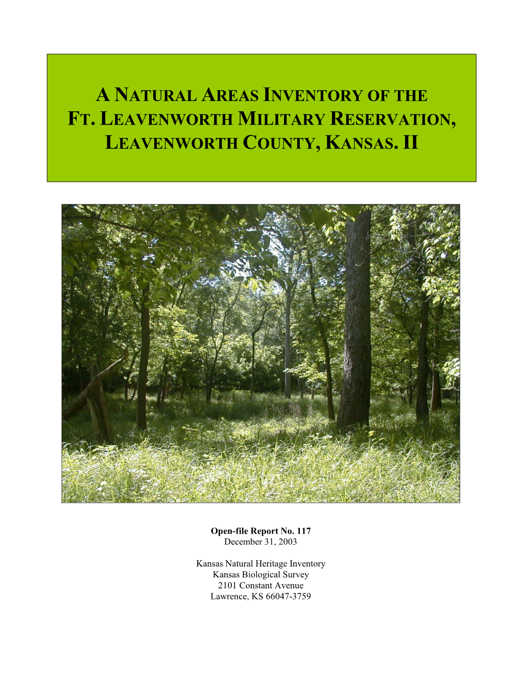 A Natural Areas Inventory of the Ft