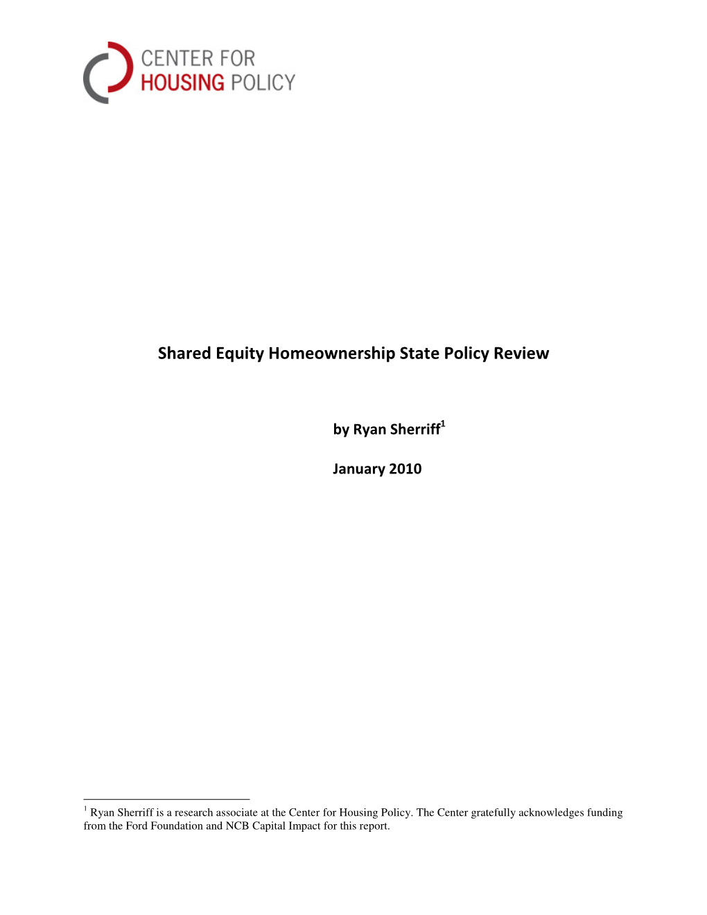 Shared Equity Homeownership State Policy Review