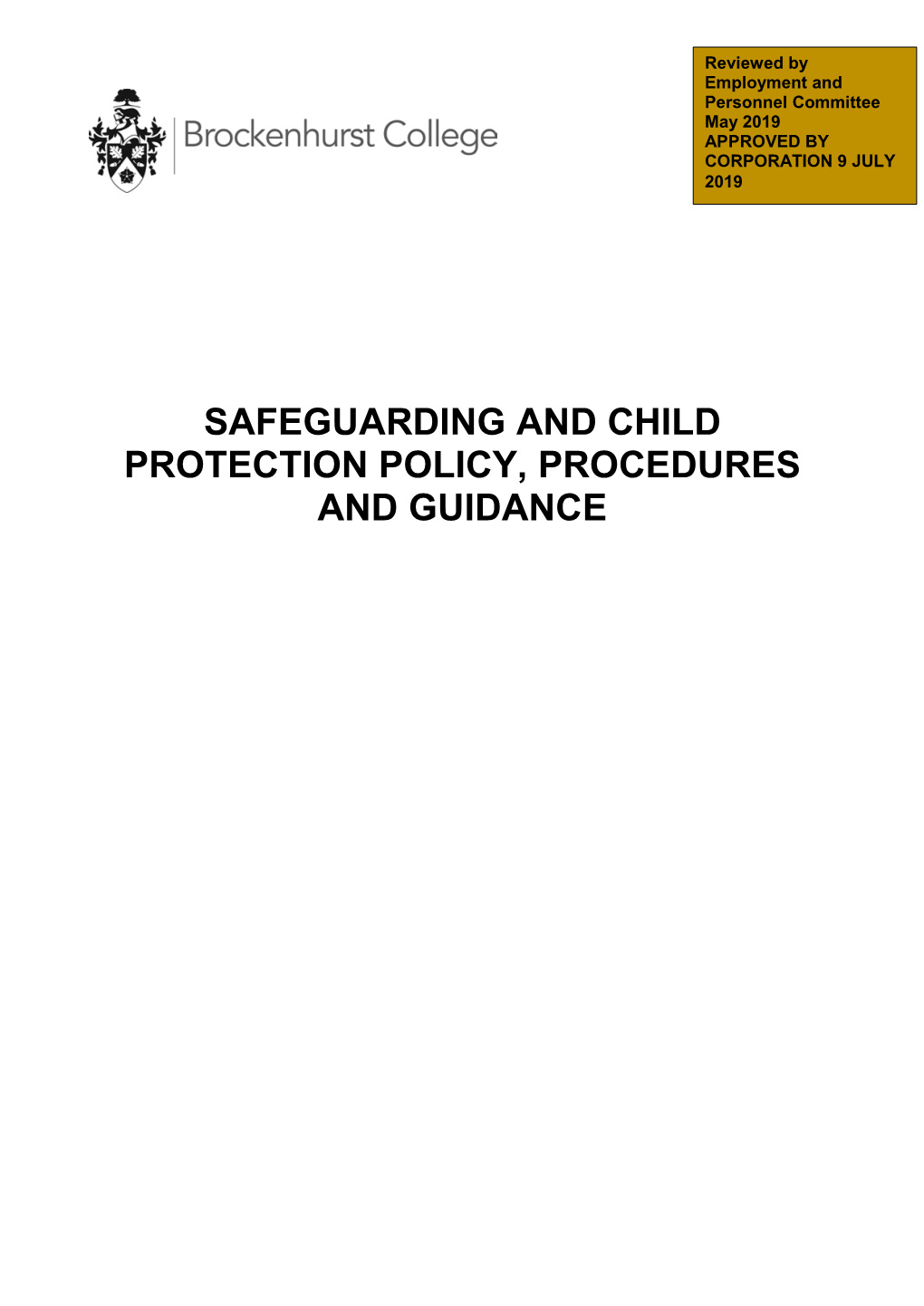 Safeguarding and Child Protection Policy, Procedures and Guidance