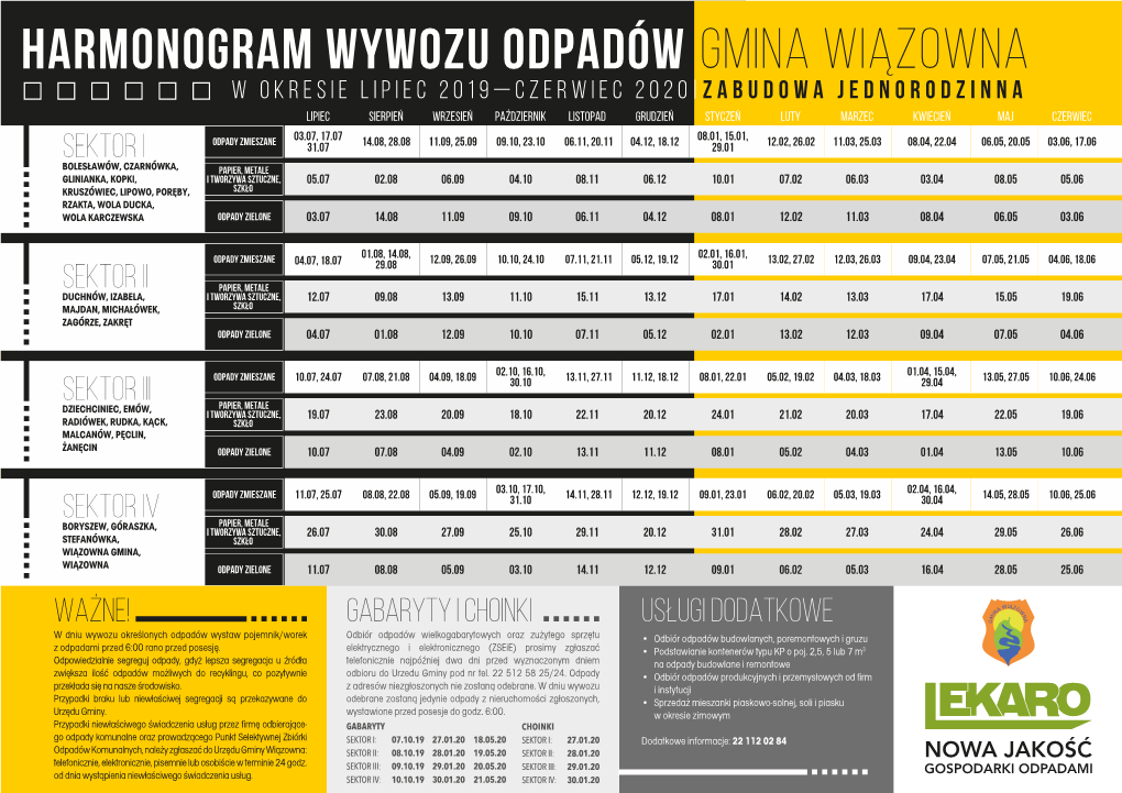 Gmina Wiązowna Harmonogram Wywozu Odpadów