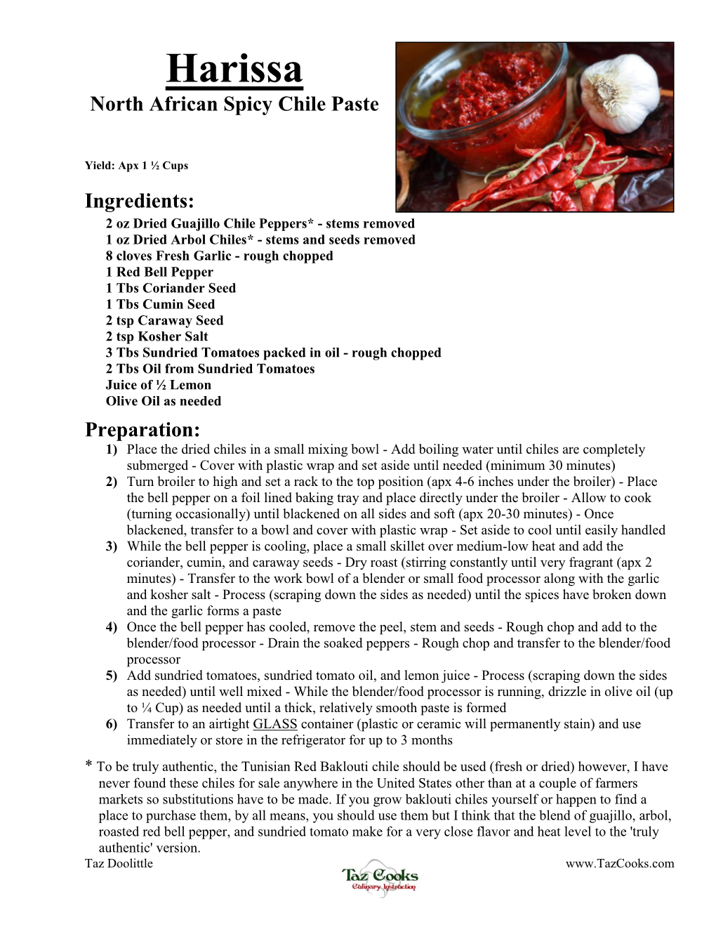 Harissa North African Spicy Chile Paste