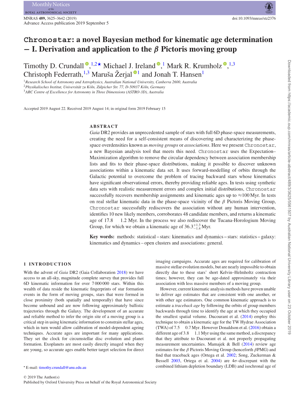 Chronostar: a Novel Bayesian Method for Kinematic Age Determination − I