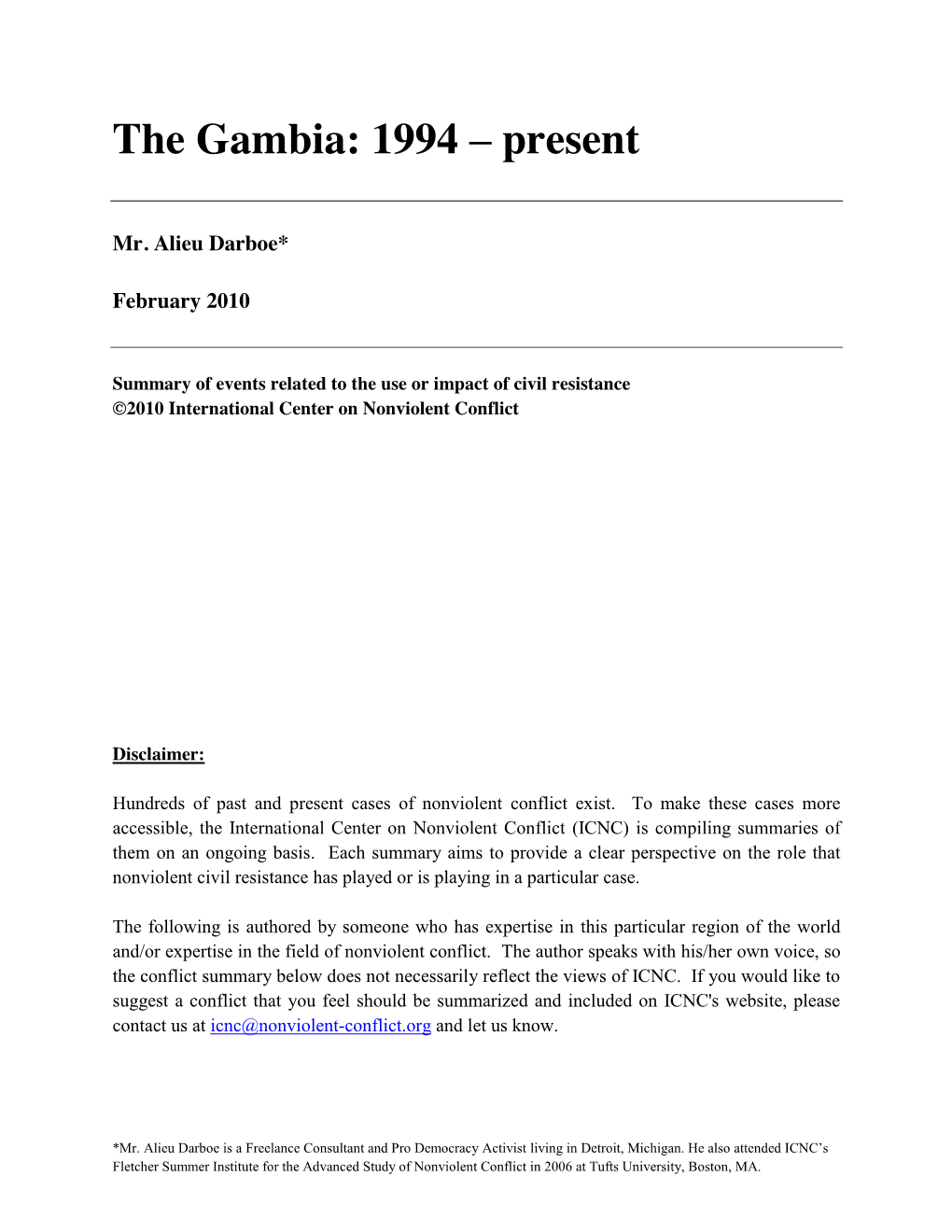 The Gambia: 1994 – Present