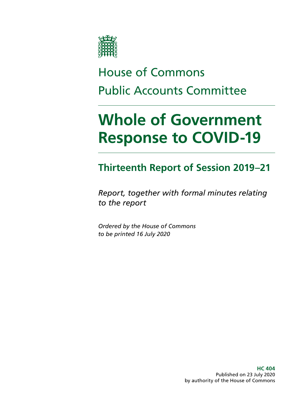 Whole of Government Response to COVID-19