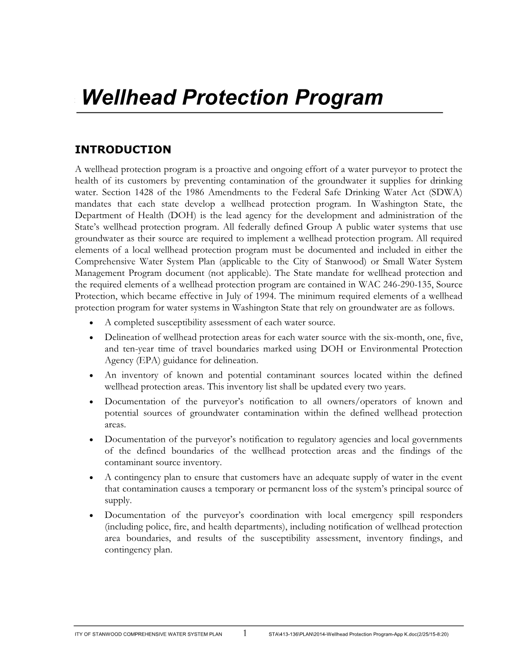 Wellhead Protection Program