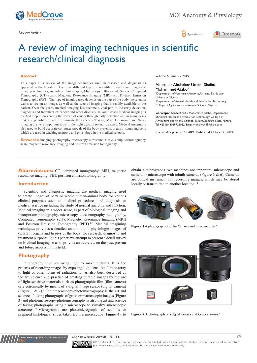 A Review of Imaging Techniques in Scientific Research/Clinical Diagnosis