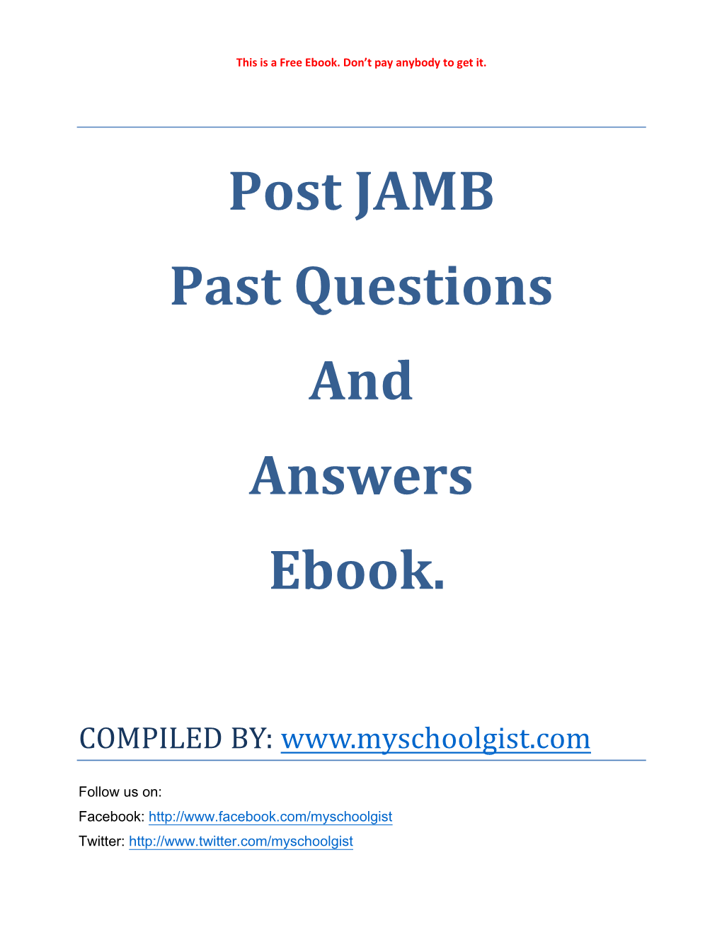 Post JAMB Past Questions and Answers Ebook