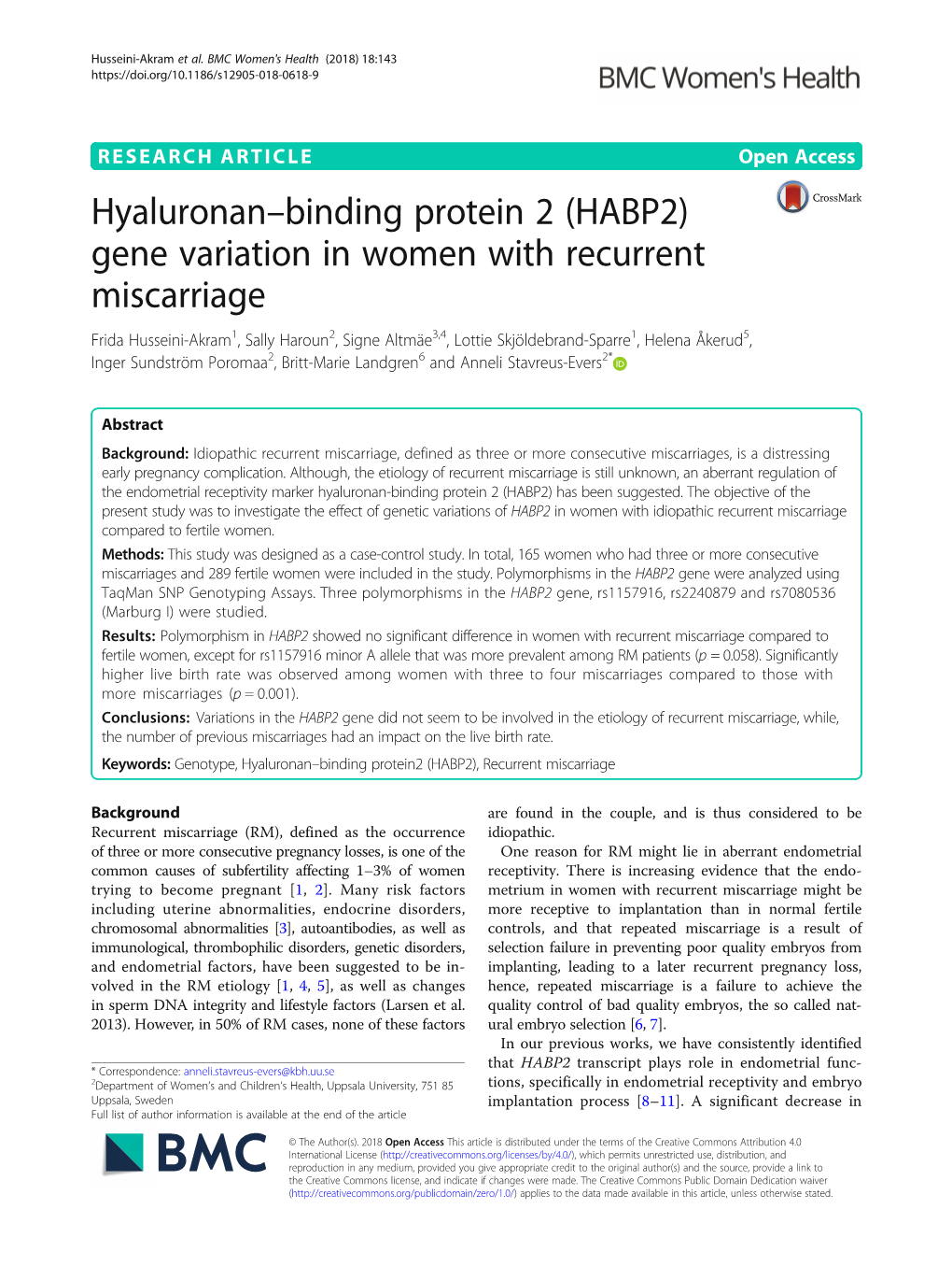 Hyaluronan–Binding Protein 2 (HABP2)