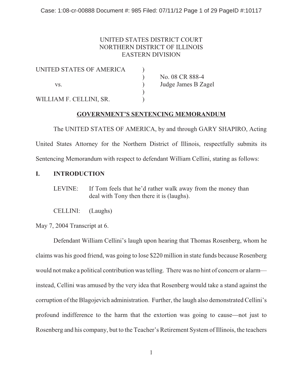 Sentencing Memorandum