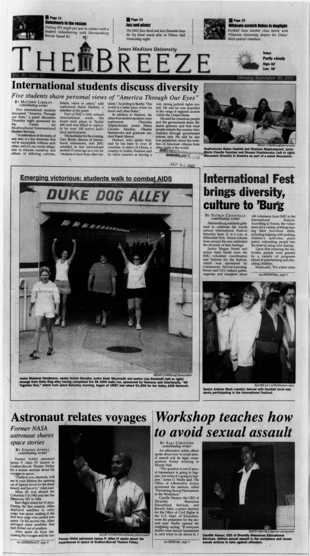 September 30, 2002 TABLE of C on DUKE DAYS EVENTS CALENDAR MONDAY, SEPTEMBER 30 • Migrant Ministries Meets at the Baptist Student Union House OPINION • Raquel Salazar