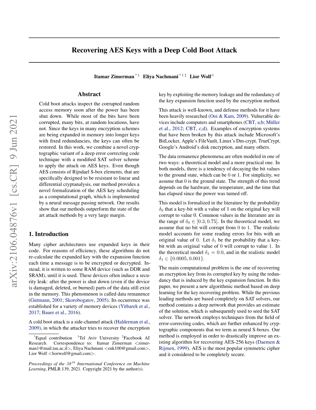 Recovering AES Keys with a Deep Cold Boot Attack