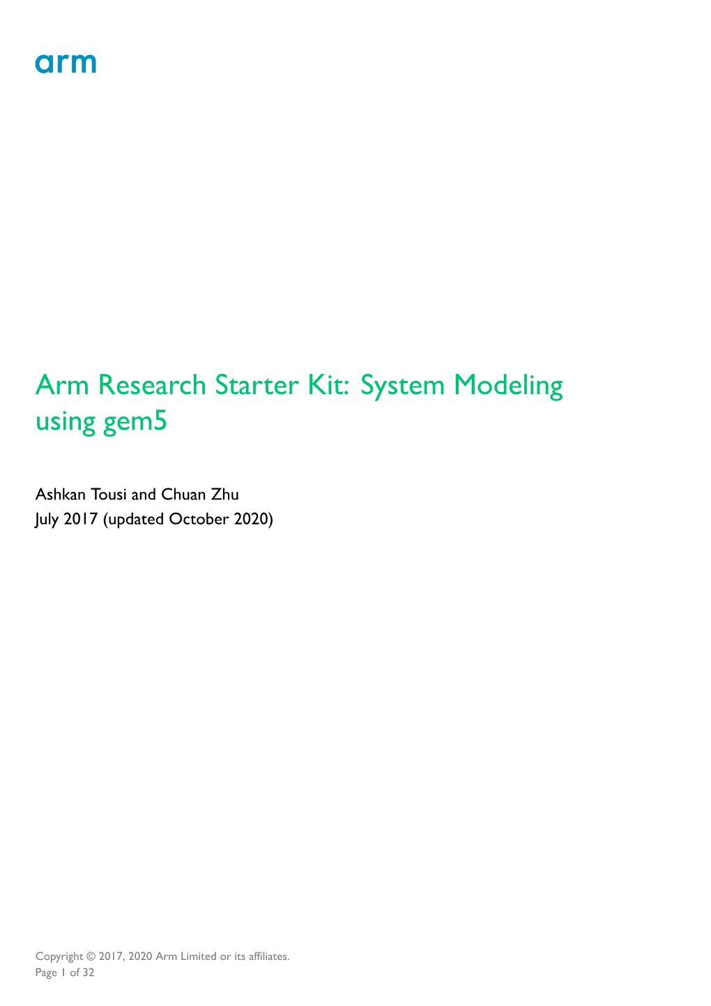 Arm Research Starter Kit: System Modeling Using Gem5