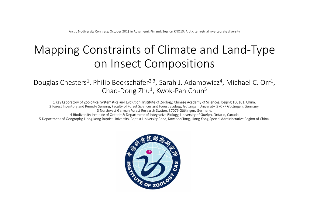 Mapping Constraints of Climate and Land-Type on Insect Compositions