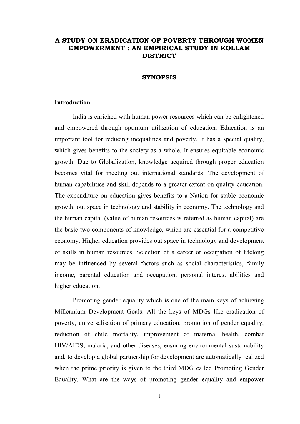 A Study on Eradication of Poverty Through Women Empowerment : an Empirical Study in Kollam District