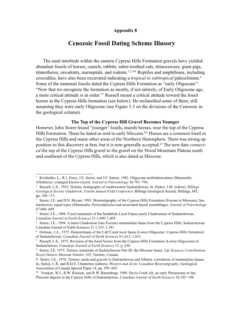 Appendix 8. Cenozoic Fossil Dating Scheme Illusory