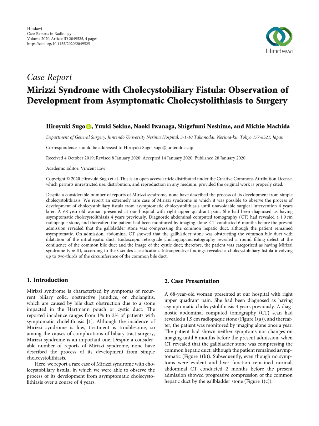 Mirizzi Syndrome with Cholecystobiliary Fistula: Observation of Development from Asymptomatic Cholecystolithiasis to Surgery