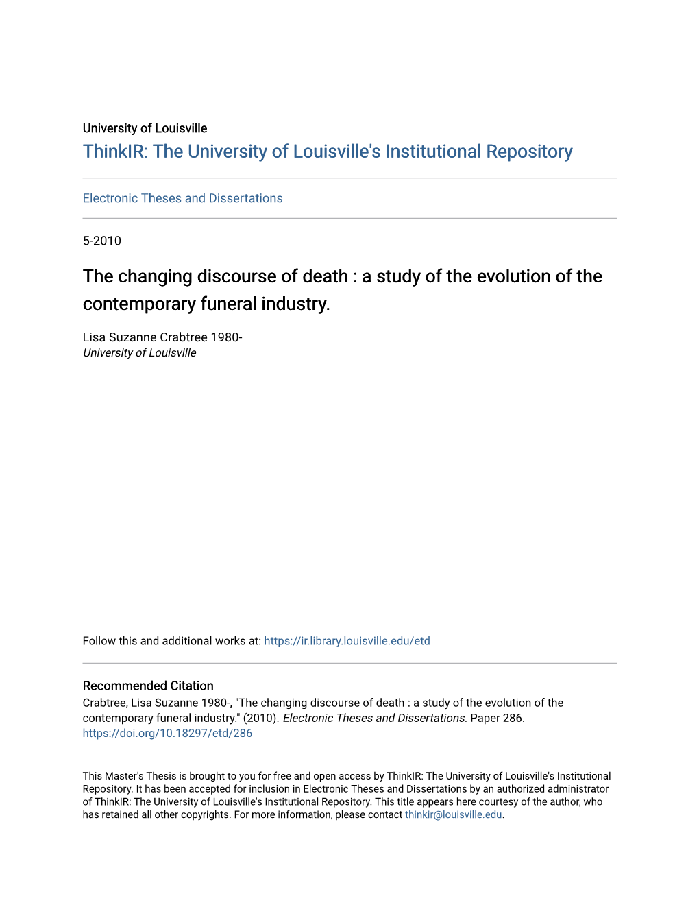 A Study of the Evolution of the Contemporary Funeral Industry