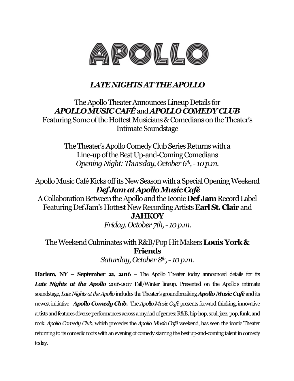 Late Nights at the Apollo
