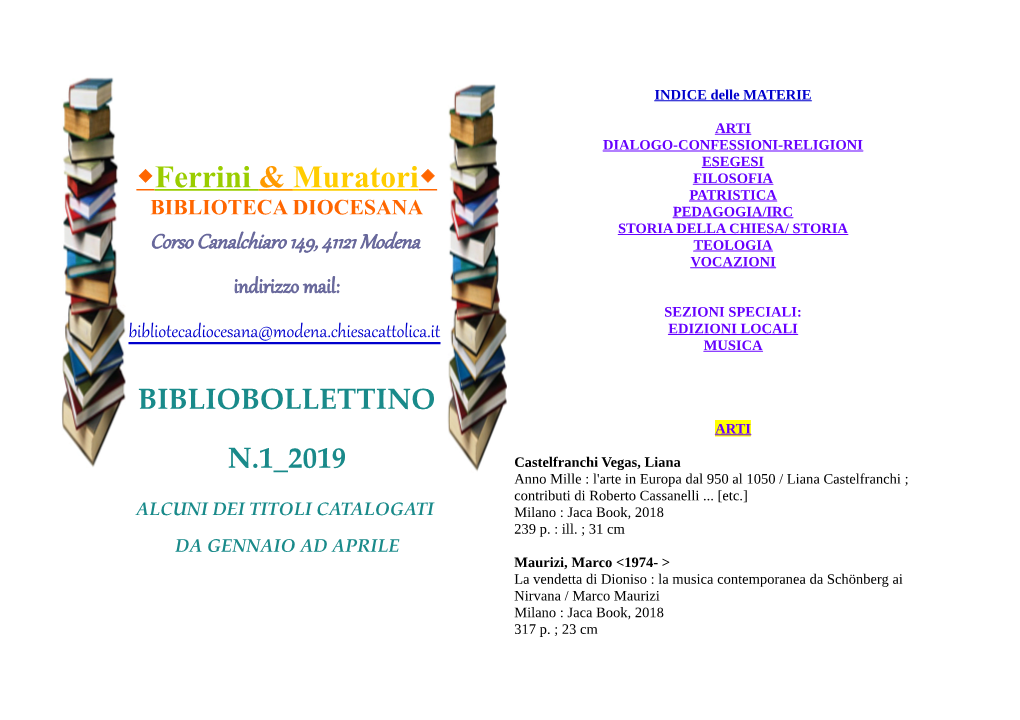 Bibliobollettino 1/2019