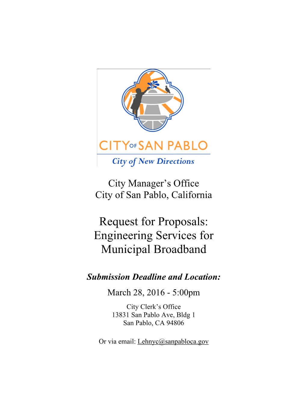 Request for Proposals: Engineering Services for Municipal Broadband