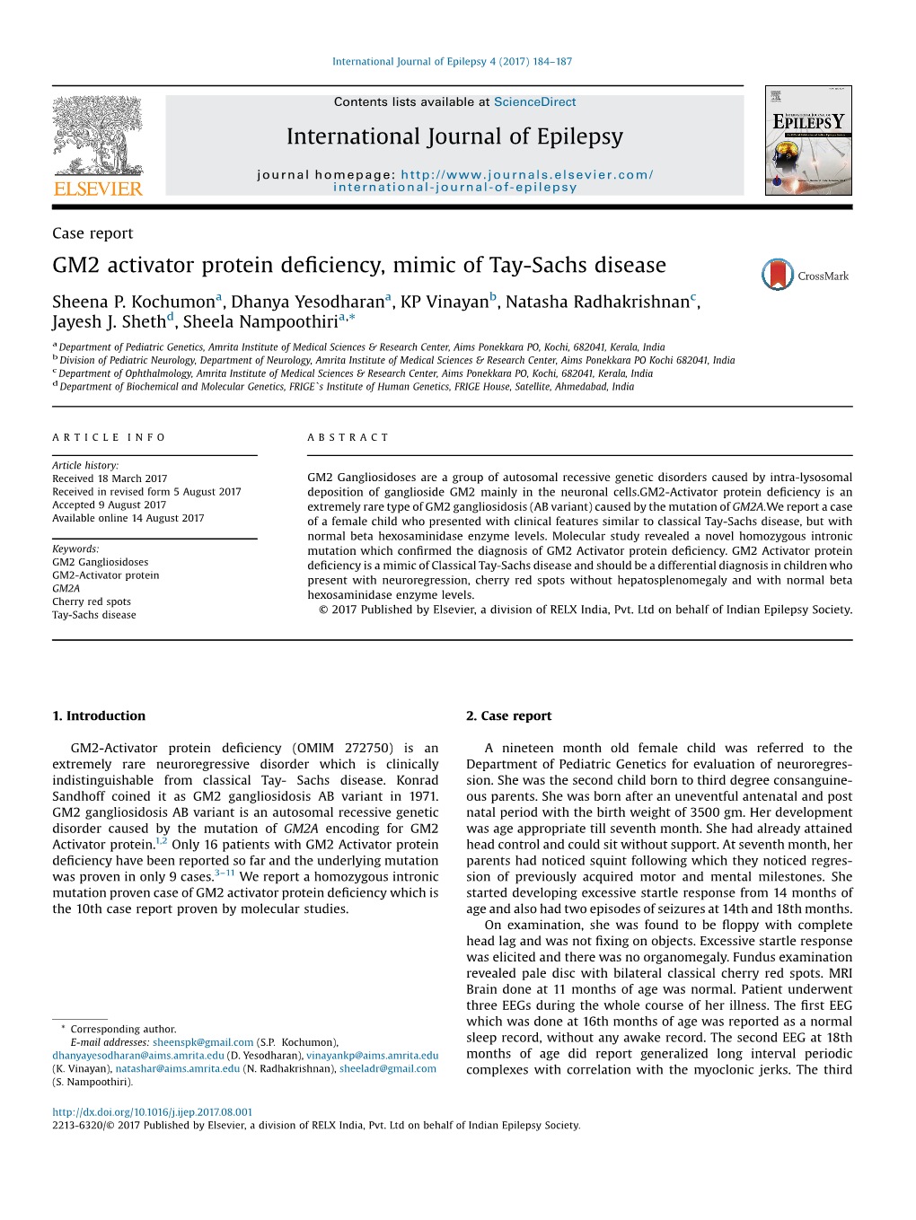 GM2 Activator Protein Deficiency, Mimic of Tay-Sachs Disease