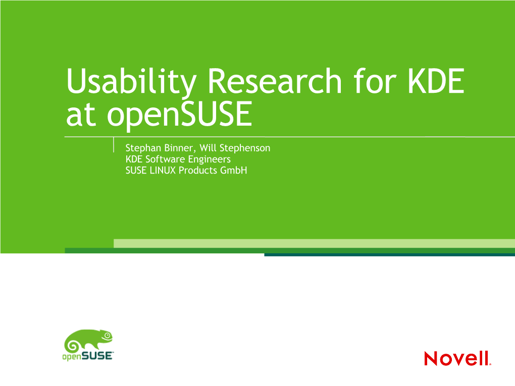 Usability Research for KDE at Opensuse