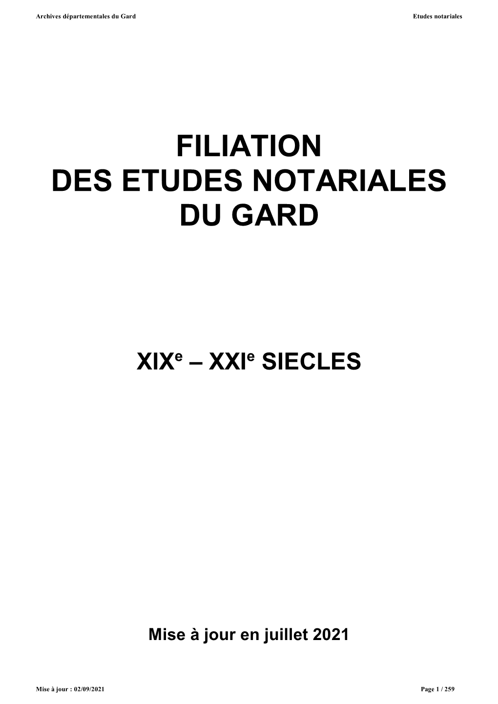 Filiation Des Etudes Notariales Du Gard