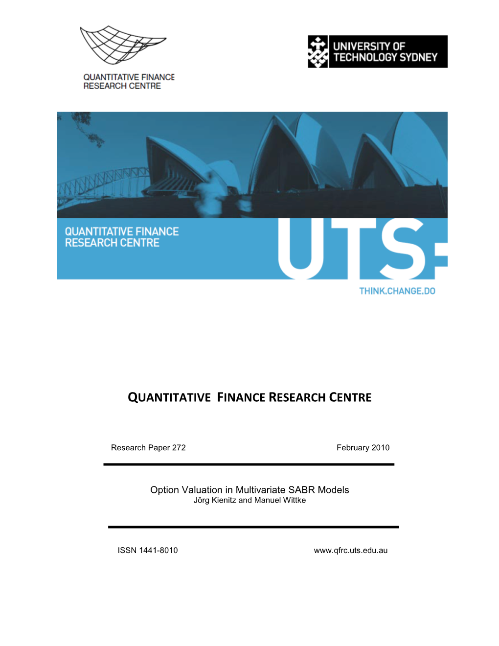 Quantitative Finance Research Centre Quantitative F
