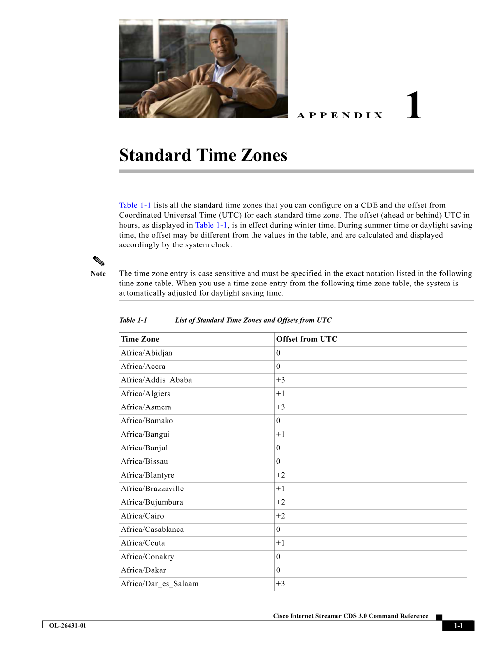 Appendix 1, “Standard Time Zones”