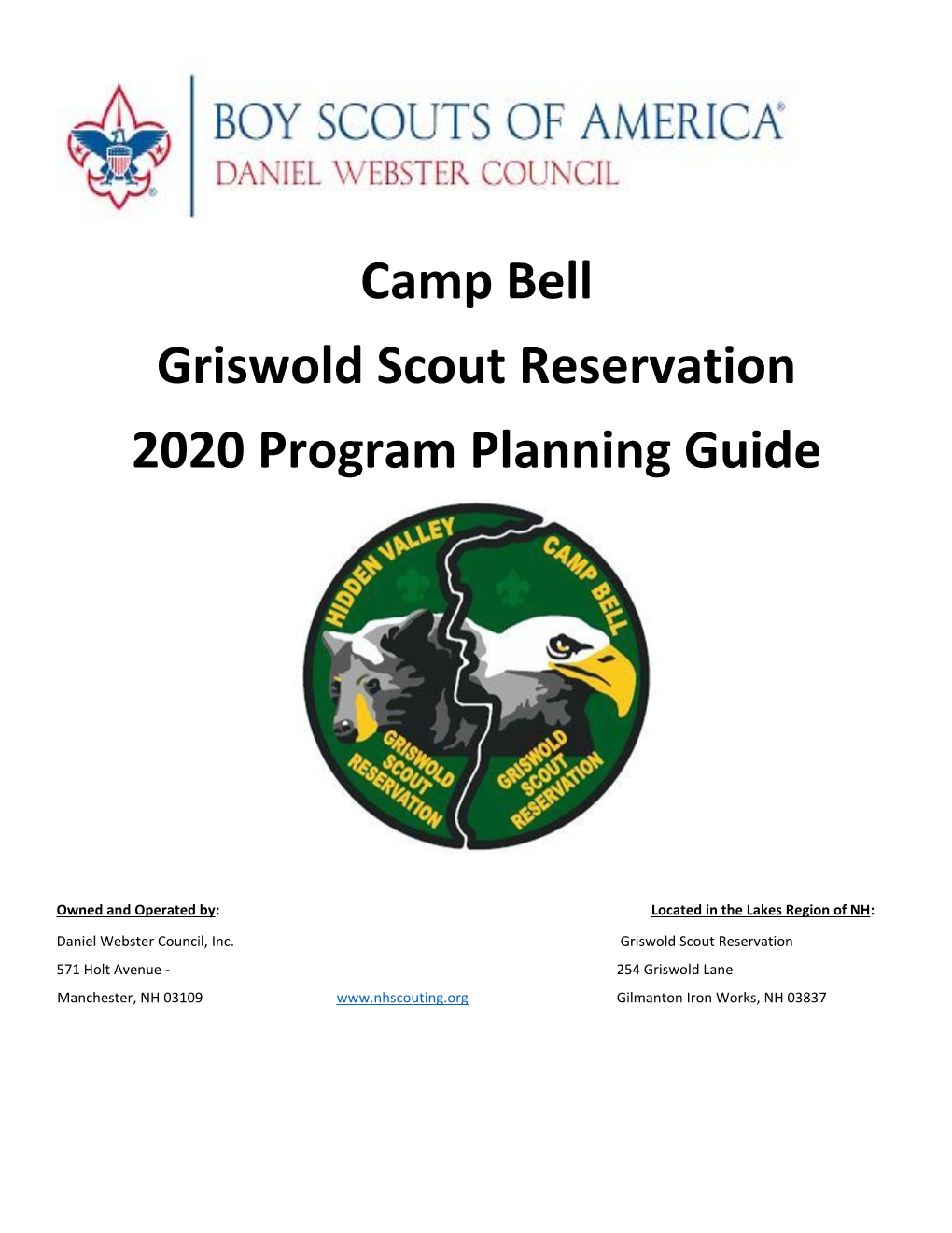 Camp Bell Griswold Scout Reservation 2020 Program Planning Guide
