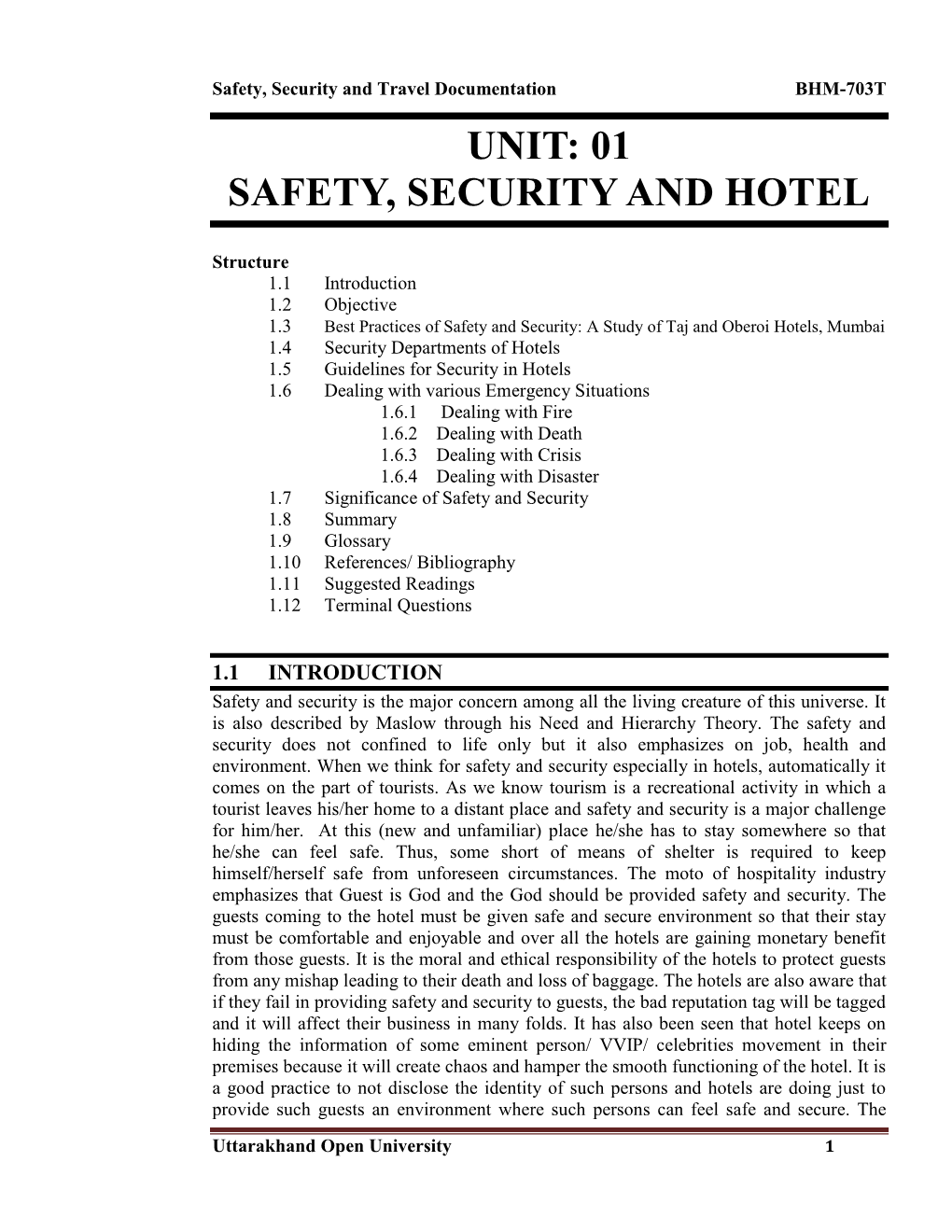 01 Safety, Security and Hotel