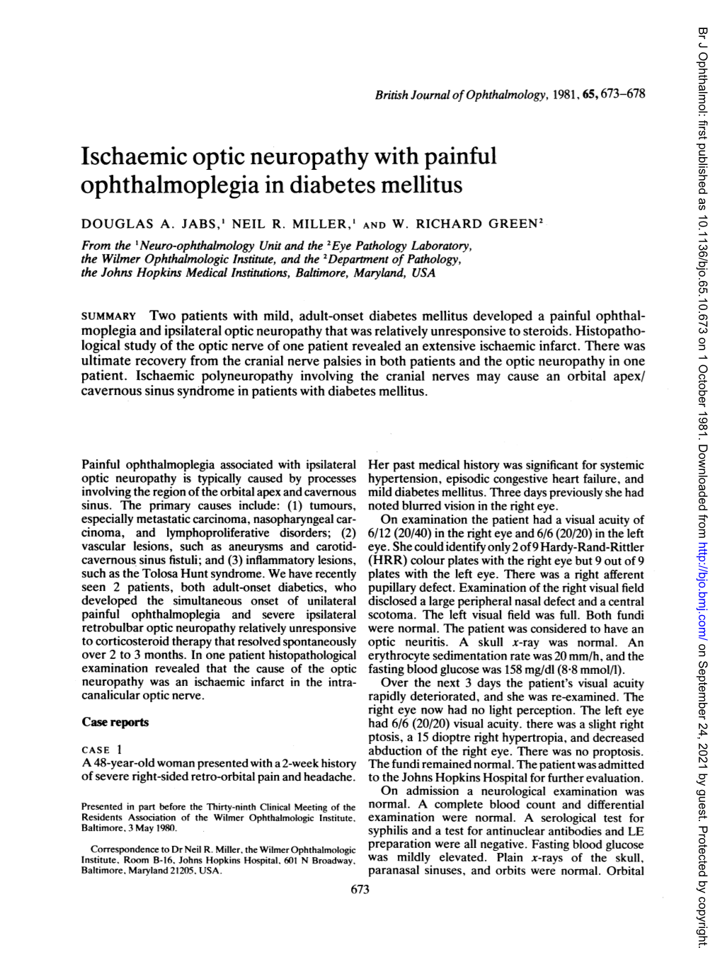 Ischaemic Optic Neuropathy with Painful Ophthalmoplegia in Diabetes Mellitus