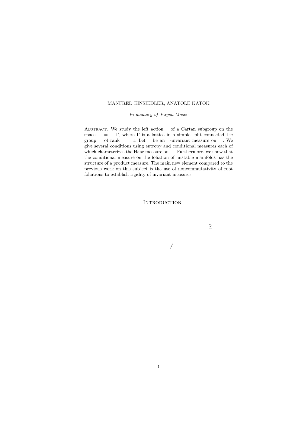 Invariant Measures on G/Gamma for Split Simple Lie Groups